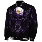 los angeles lakers skull bite purple black varsity jacket best selling