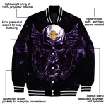 los angeles lakers skull bite purple black varsity jacket best selling