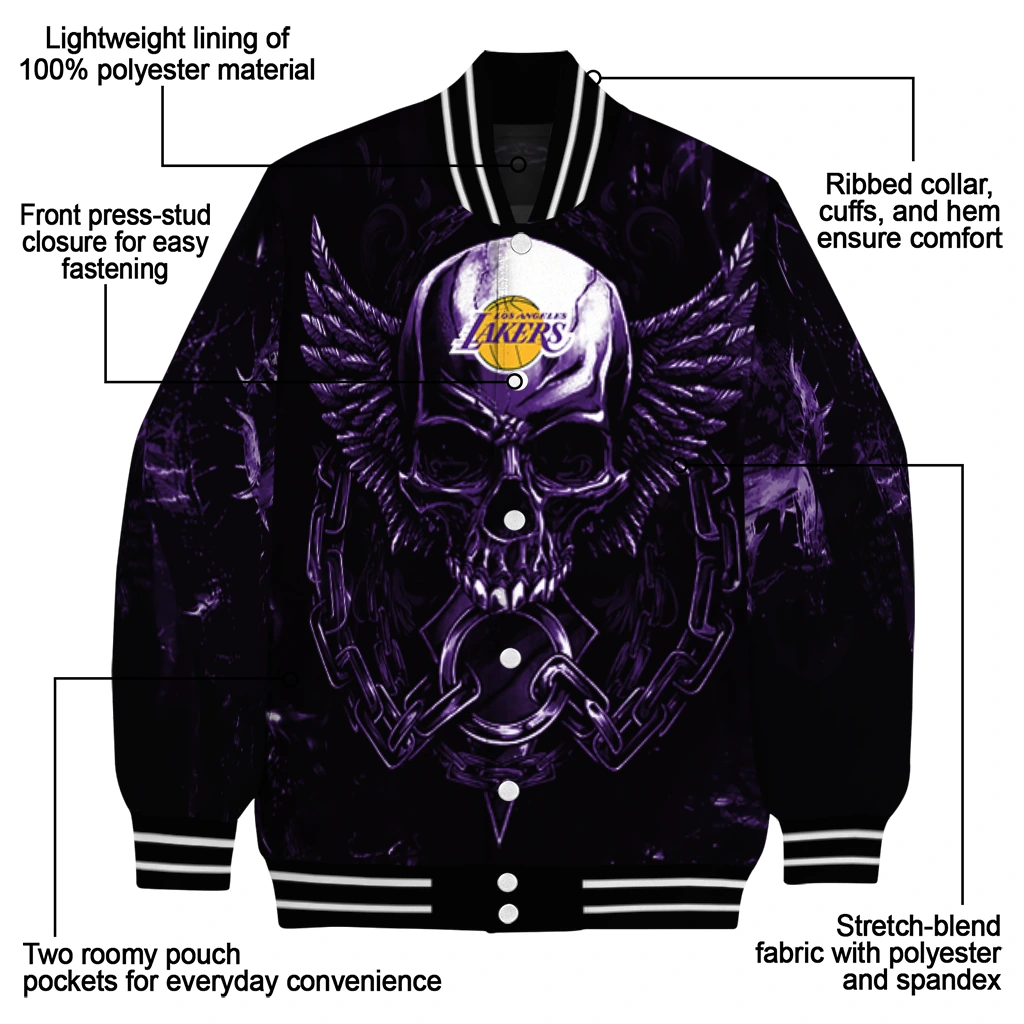 los angeles lakers skull bite purple black varsity jacket new arrival los angeles lakers skull bite purple black varsity jacket new arrival