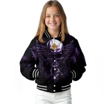 los angeles lakers skull bite purple black varsity jacket best selling