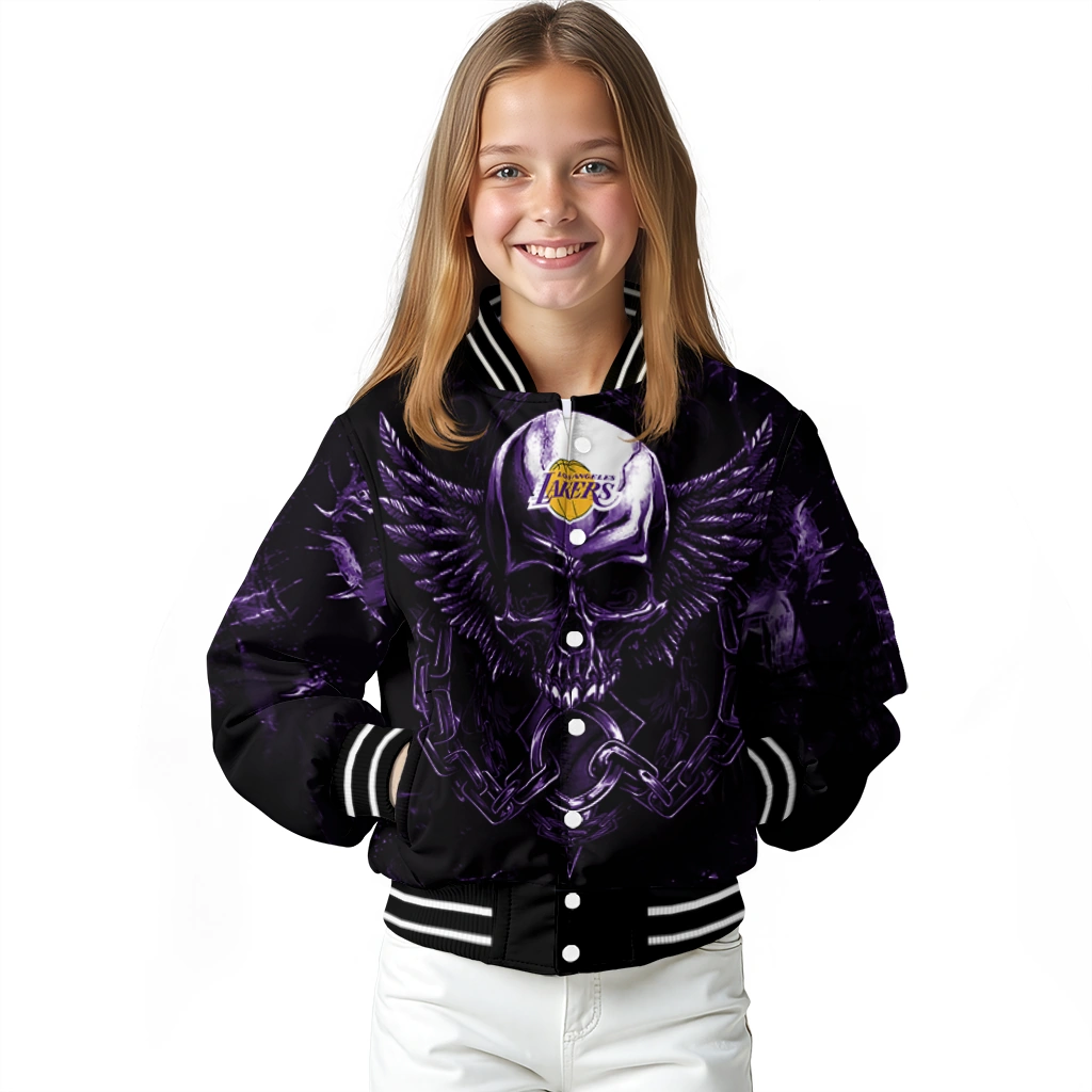 los angeles lakers skull bite purple black varsity jacket top rated los angeles lakers skull bite purple black varsity jacket top rated