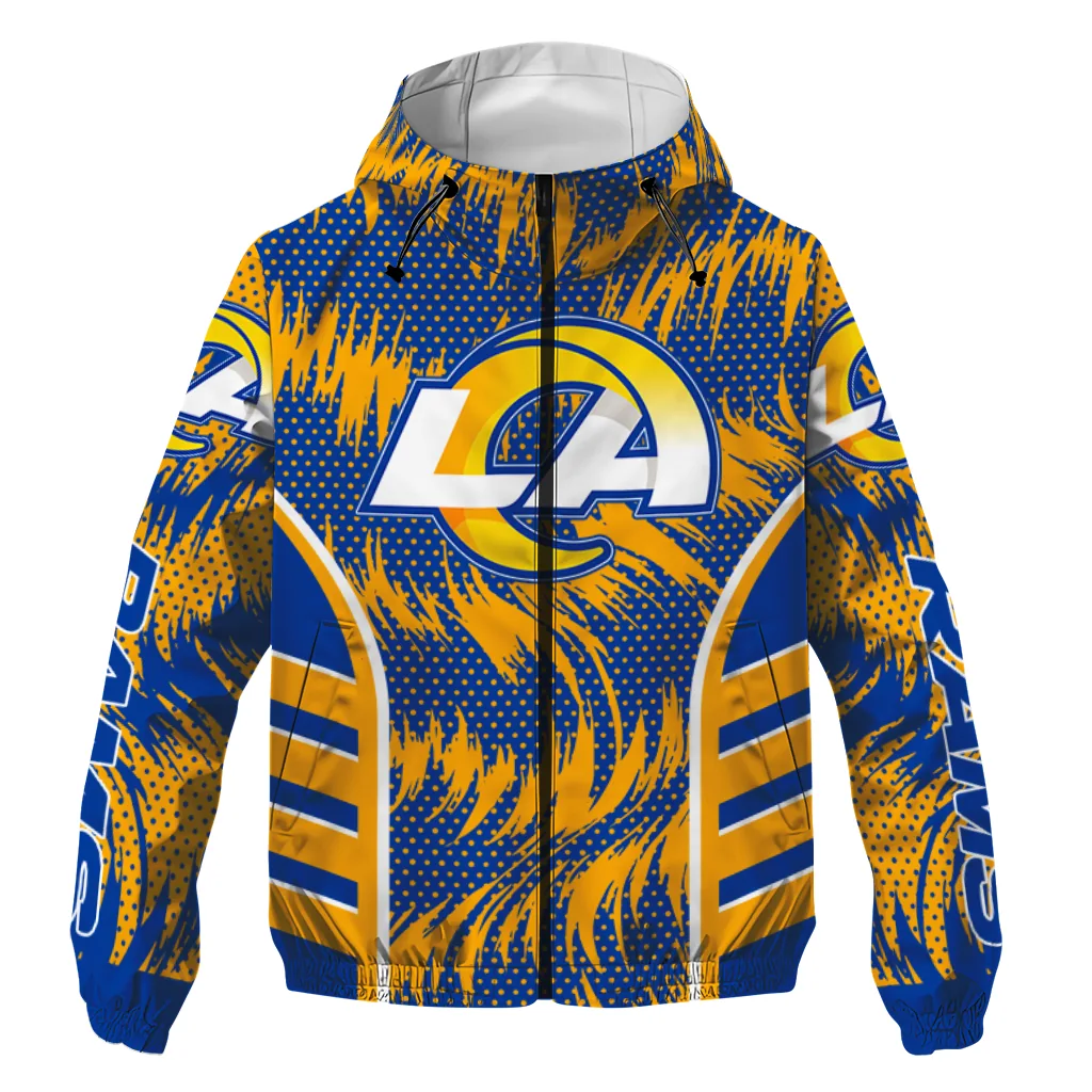 los angeles rams dynamic heat wave blue windbreaker jacket best selling los angeles rams dynamic heat wave blue windbreaker jacket best selling