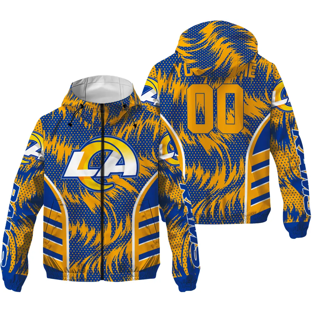 los angeles rams dynamic heat wave blue windbreaker jacket high quality los angeles rams dynamic heat wave blue windbreaker jacket high quality