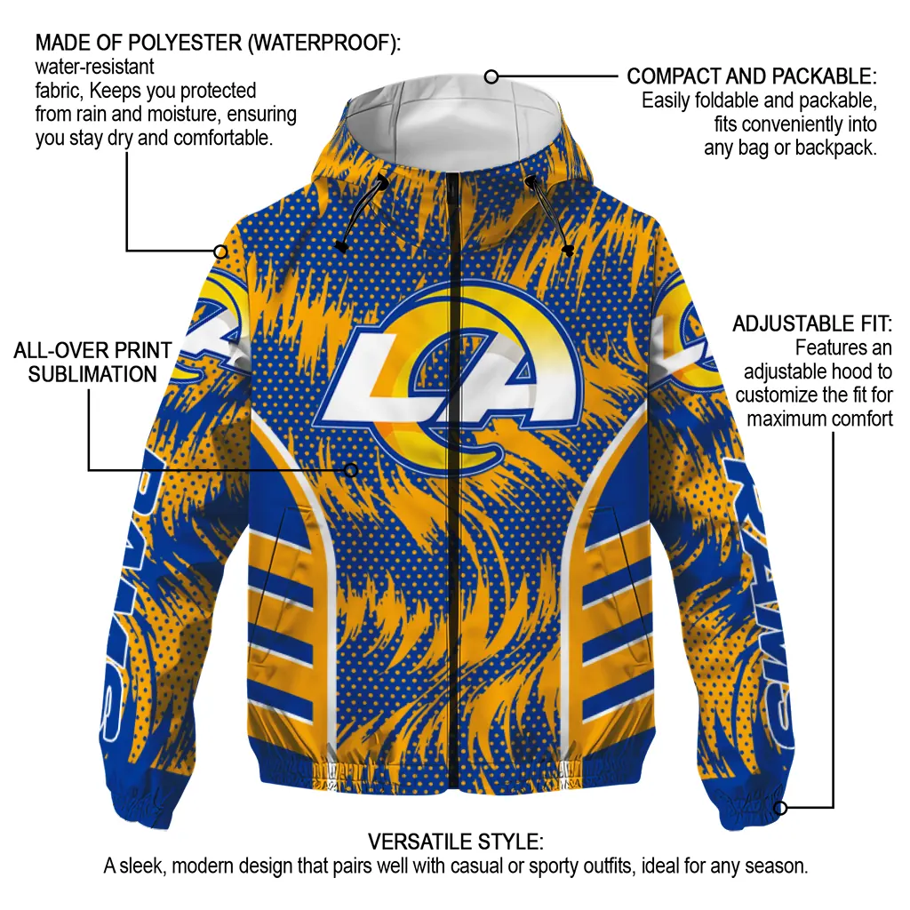 los angeles rams dynamic heat wave blue windbreaker jacket new arrival los angeles rams dynamic heat wave blue windbreaker jacket new arrival