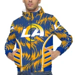 los angeles rams dynamic heat wave blue windbreaker jacket best selling