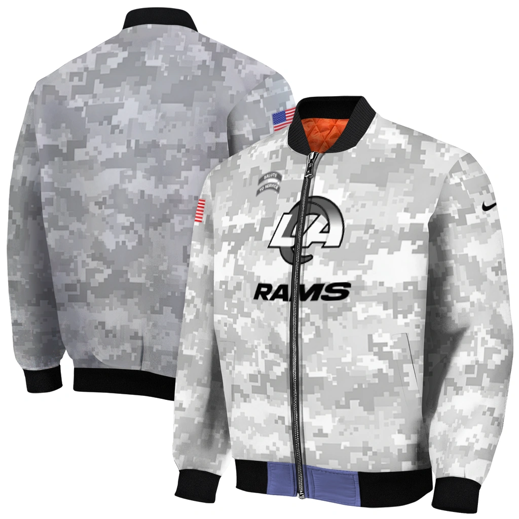 los angeles rams gray camouflage gray bomber jacket best selling los angeles rams gray camouflage gray bomber jacket best selling