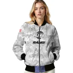 los angeles rams gray camouflage gray bomber jacket best selling
