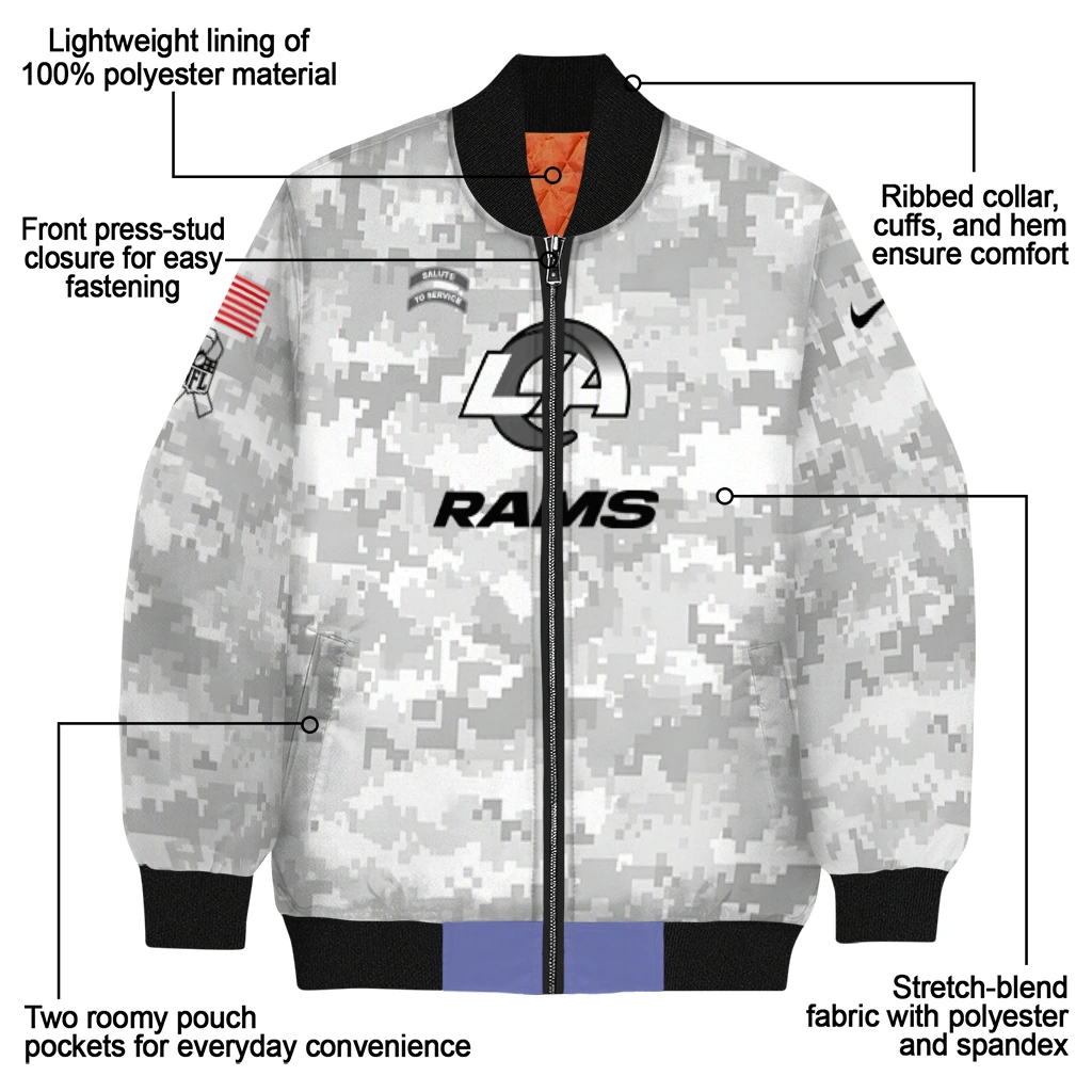los angeles rams gray camouflage gray bomber jacket new arrival los angeles rams gray camouflage gray bomber jacket new arrival