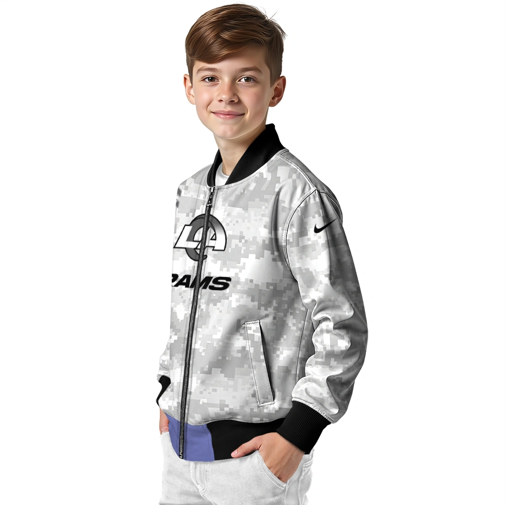 los angeles rams gray camouflage gray bomber jacket trendy los angeles rams gray camouflage gray bomber jacket trendy