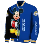 los angeles rams mickey mouse blue varsity jacket best selling