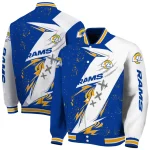 los angeles rams ripped bolt blue white varsity jacket best selling