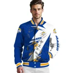 los angeles rams ripped bolt blue white varsity jacket best selling