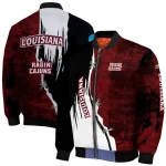 louisiana ragin cajuns torn texture print red black bomber jacket best selling