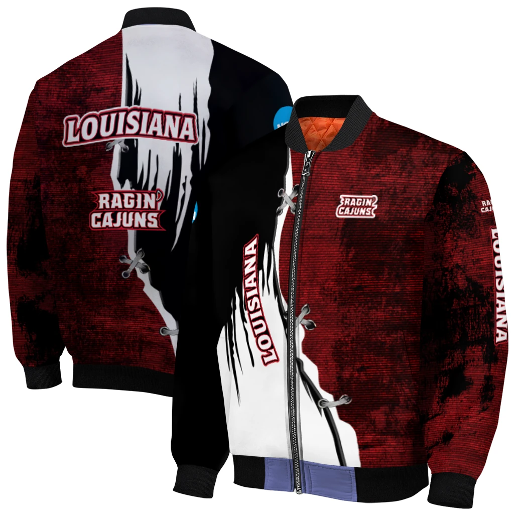 louisiana ragin cajuns torn texture print red black bomber jacket best selling louisiana ragin cajuns torn texture print red black bomber jacket best selling