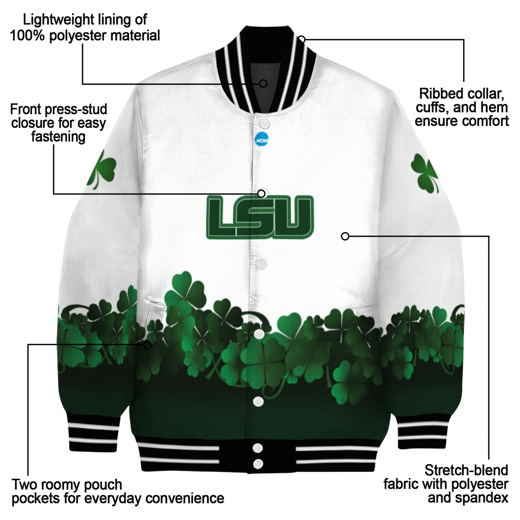 lsu tigers clovers pattern white green varsity jacket new arrival lsu tigers clovers pattern white green varsity jacket new arrival