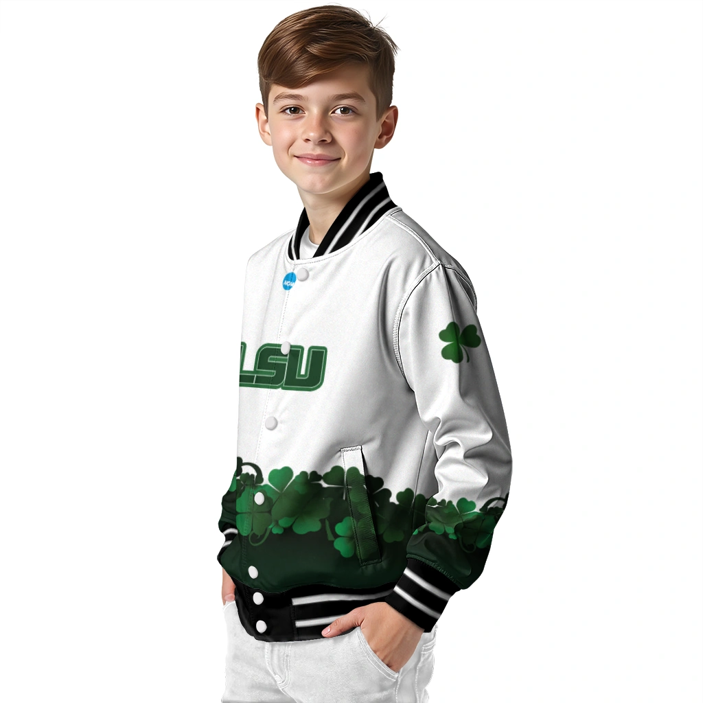 lsu tigers clovers pattern white green varsity jacket trendy lsu tigers clovers pattern white green varsity jacket trendy