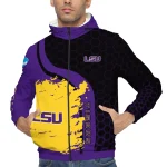 lsu tigers grid streak purple black windbreaker jacket best selling