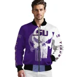 lsu tigers skull outline purple white bomber jacket best selling