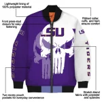 lsu tigers skull outline purple white bomber jacket best selling