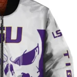 lsu tigers skull outline purple white bomber jacket best selling