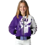 lsu tigers skull outline purple white bomber jacket best selling