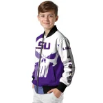 lsu tigers skull outline purple white bomber jacket best selling