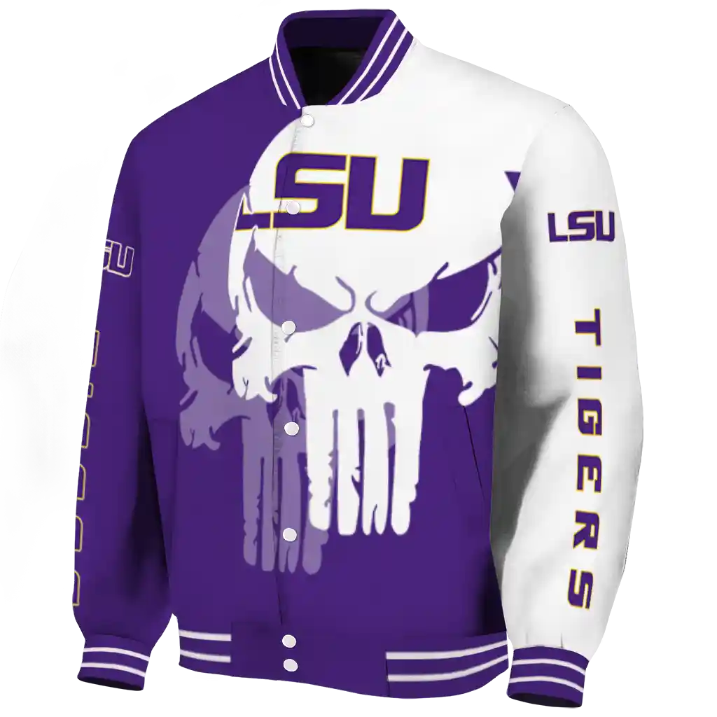 lsu tigers skull outline purple white varsity jacket best selling lsu tigers skull outline purple white varsity jacket best selling