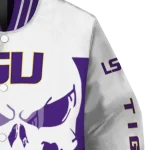 lsu tigers skull outline purple white varsity jacket best selling