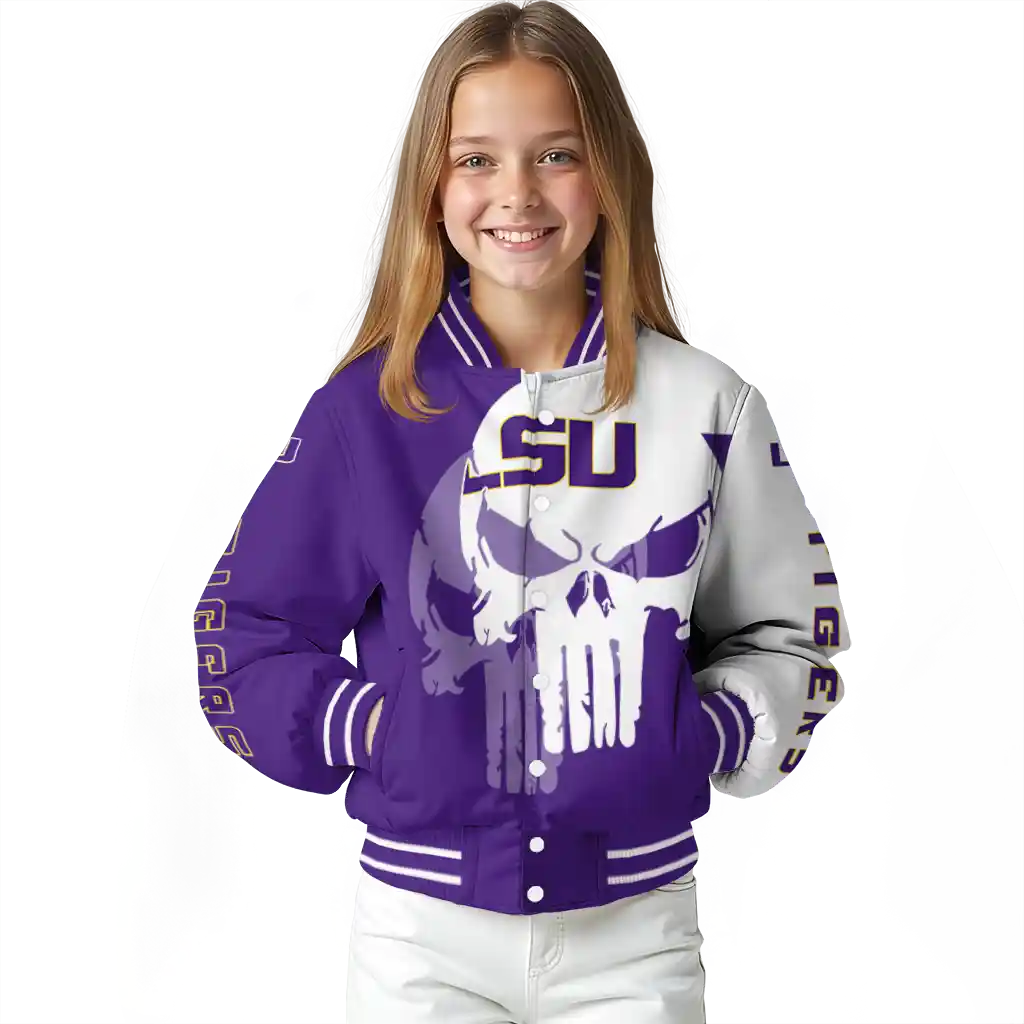 lsu tigers skull outline purple white varsity jacket top rated lsu tigers skull outline purple white varsity jacket top rated