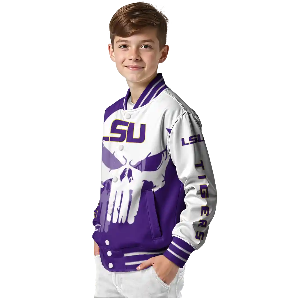 lsu tigers skull outline purple white varsity jacket trendy lsu tigers skull outline purple white varsity jacket trendy