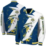 marquette golden eagles ripped bolt blue white varsity jacket best selling