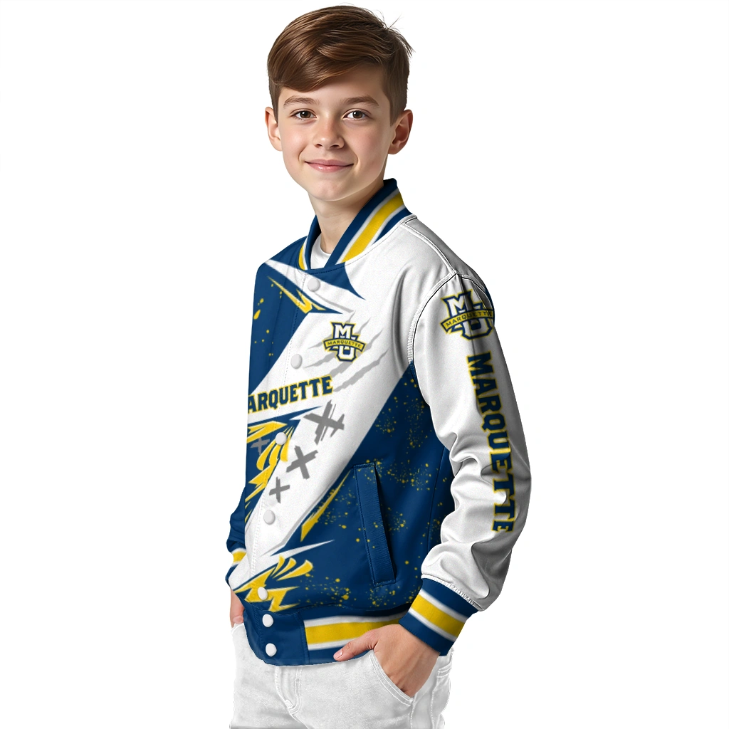 marquette golden eagles ripped bolt blue white varsity jacket trendy marquette golden eagles ripped bolt blue white varsity jacket trendy