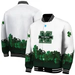 marshall thundering herd clovers pattern white green varsity jacket best selling