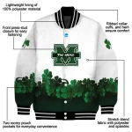 marshall thundering herd clovers pattern white green varsity jacket best selling
