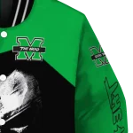 marshall thundering herd edgy mask green black varsity jacket best selling