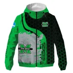 marshall thundering herd grid streak green black windbreaker jacket best selling