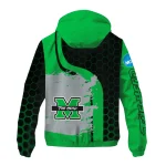 marshall thundering herd grid streak green black windbreaker jacket best selling