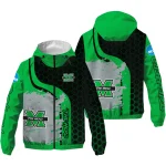 marshall thundering herd grid streak green black windbreaker jacket best selling