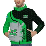 marshall thundering herd grid streak green black windbreaker jacket best selling