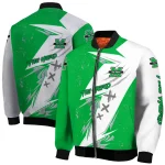 marshall thundering herd ripped bolt green white bomber jacket best selling