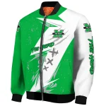marshall thundering herd ripped bolt green white bomber jacket best selling