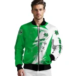 marshall thundering herd ripped bolt green white bomber jacket best selling