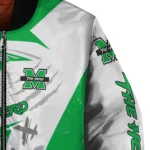 marshall thundering herd ripped bolt green white bomber jacket best selling