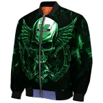 marshall thundering herd skull bite green black bomber jacket best selling
