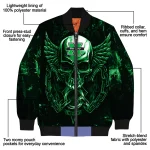 marshall thundering herd skull bite green black bomber jacket best selling