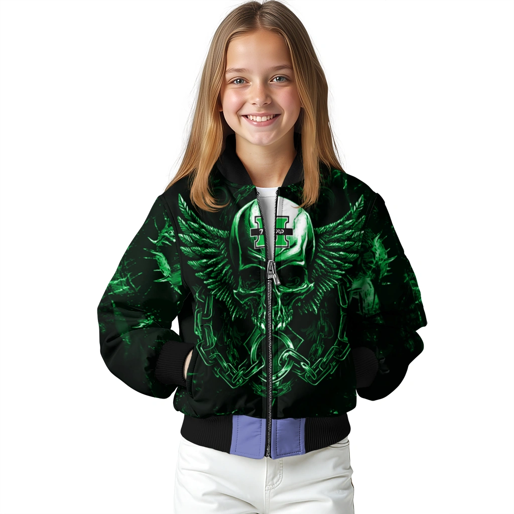 marshall thundering herd skull bite green black bomber jacket top rated marshall thundering herd skull bite green black bomber jacket top rated