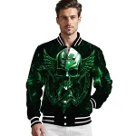 marshall thundering herd skull bite green black varsity jacket best selling