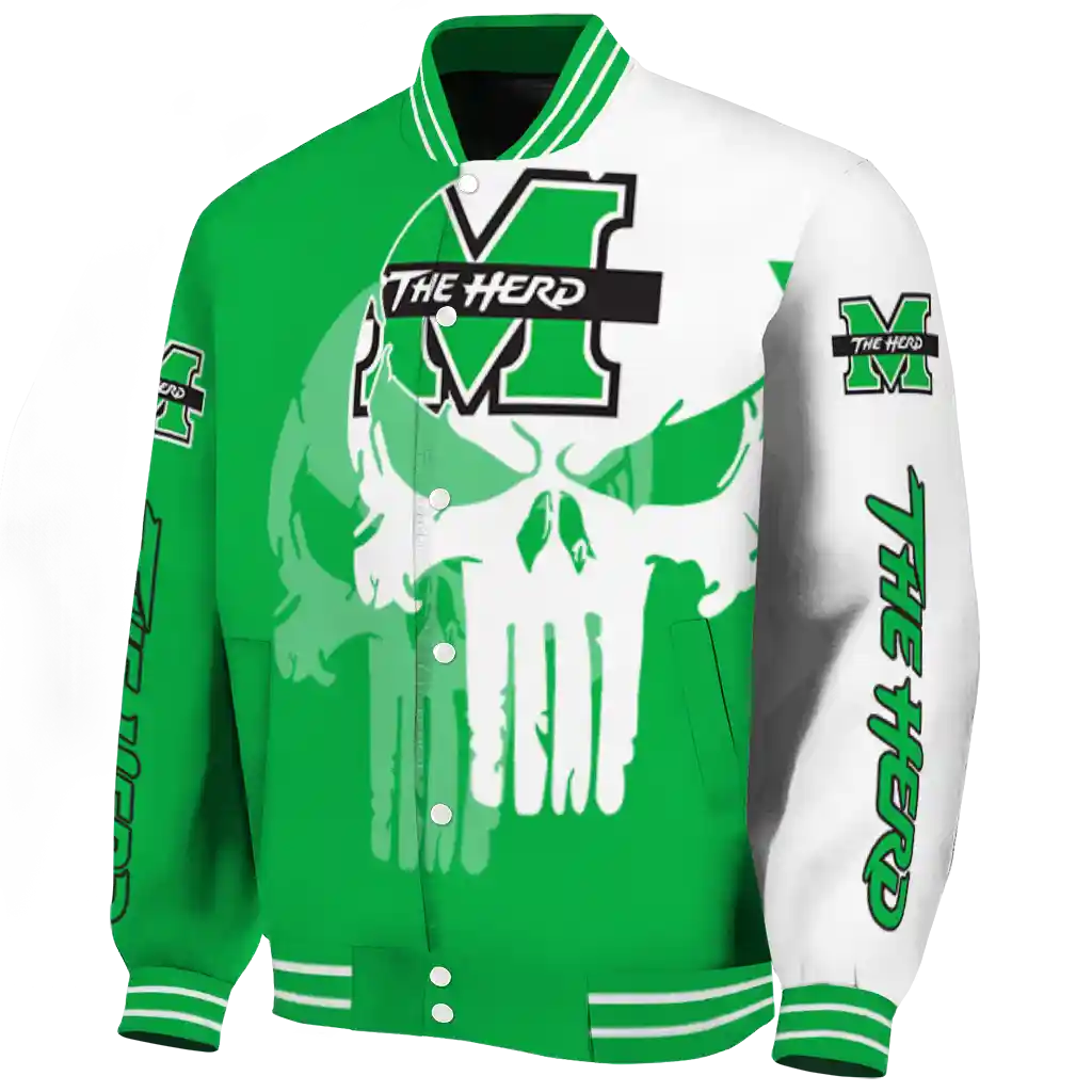 marshall thundering herd skull outline green white varsity jacket best selling marshall thundering herd skull outline green white varsity jacket best selling