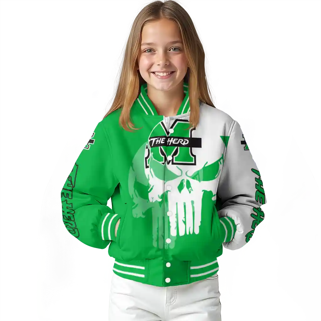 marshall thundering herd skull outline green white varsity jacket top rated marshall thundering herd skull outline green white varsity jacket top rated