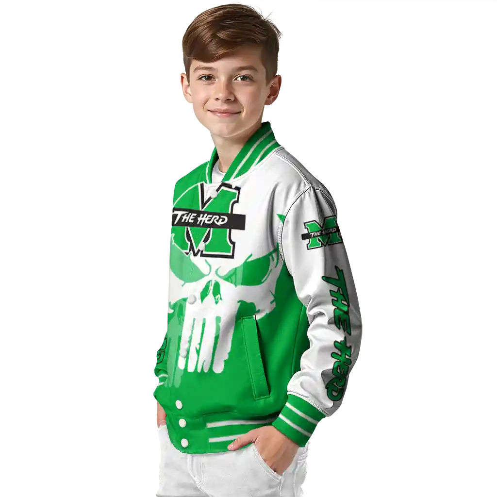 marshall thundering herd skull outline green white varsity jacket trendy marshall thundering herd skull outline green white varsity jacket trendy